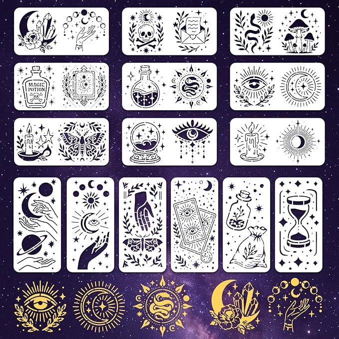 INFUNLY 15Pcs Magic Divination Wall Stencil by INFUNLY