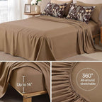 Yiran Brown Comforter Set Queen Size, 7 Piece Floral Comforter Bedding Set - Image 7