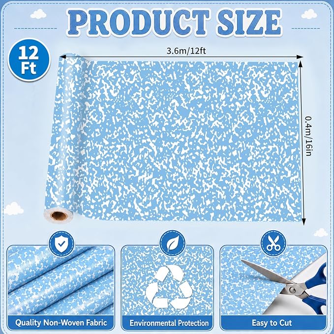 Blue Composition Bulletin Board Roll Non-Woven Fabric Poster 16in X 12ft | Back - Image 2