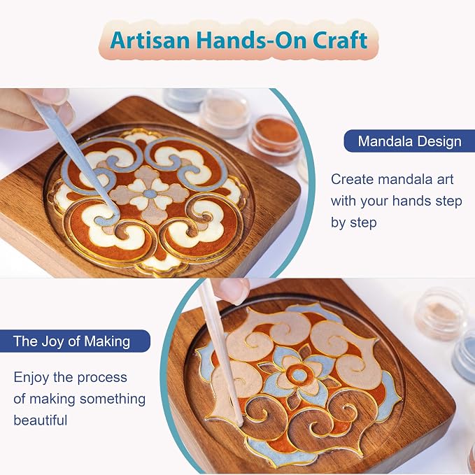 Wooden Coasters Craft Kits – Filigree Enamels Painting DIY Coasters Art - Image 5