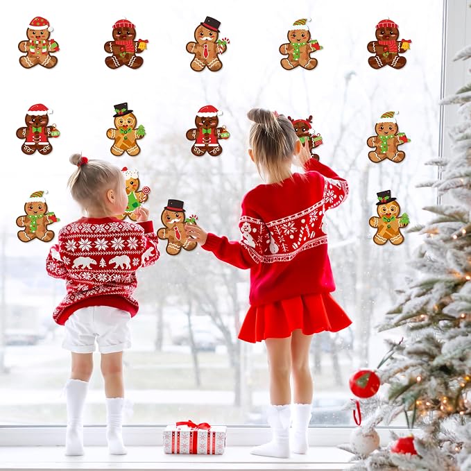 Renbuzhu 39PCS Christmas Crafts Bulk: Gingerbread Men Paper Suncatchers DIY Kit - Image 3