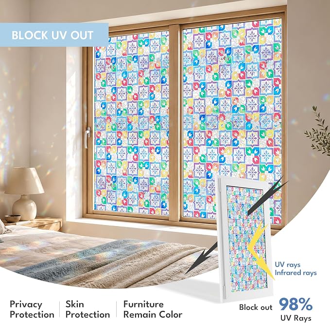 ADD.HERES Window Privacy Film, Stained Glass Decorative Static Cling, Removable - Image 4