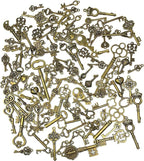 125 PCS Vintage Skeleton Key Set Charms, JIALEEY Mixed Antique Style Bronze - Image 5