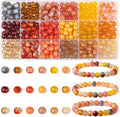 DUQGUHO 8mm Orange Beads for Jewelry Making Orange Glass Beads for Crafts by DUQGUHO