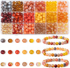 DUQGUHO 8mm Orange Beads for Jewelry Making Orange Glass Beads for Crafts by DUQGUHO