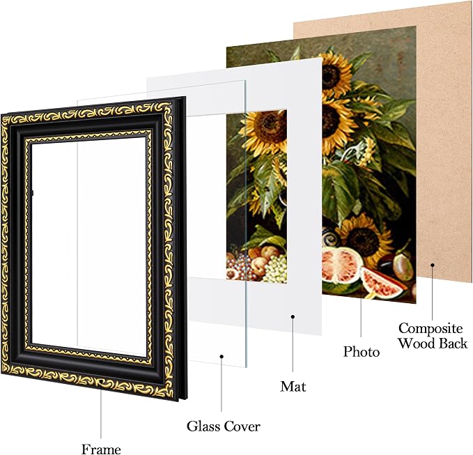 eletecpro 8x10 Vintage Picture Frame, Glass Cover, Horizontal or Vertical - Image 2