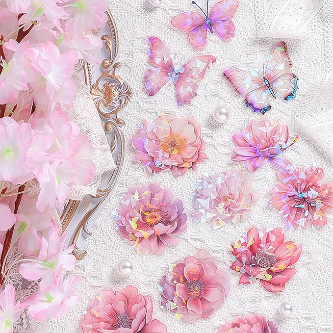 Doraking 60 Pieces Glitter Shiny Flower Stickers by wearecuuuuute