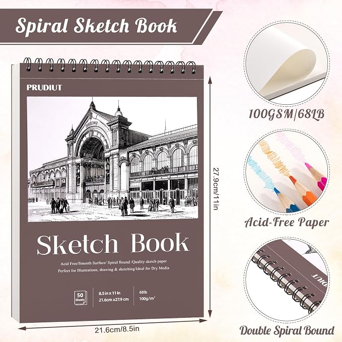 4 Pack Sketch Book 8.5×11 inch, Spiral Bound Sketch Pad 50 Sheets, Acid-Free - Image 3