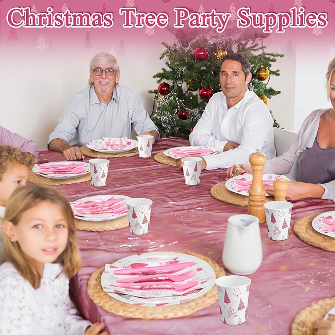Pickmesh 400 Pcs Pink Winter Party Supplies Silver Xmas Tree Snowflake - Image 5
