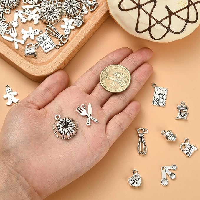 DanLingJewelry 100Pcs 10 Styles Baking Charms Cupcake Bakery Coffee Egg Beater - Image 3