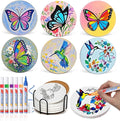 6 Absorbent Ceramic Tiles with Cork Base, Paint Your Own Butterfly Coaster | by Unknown