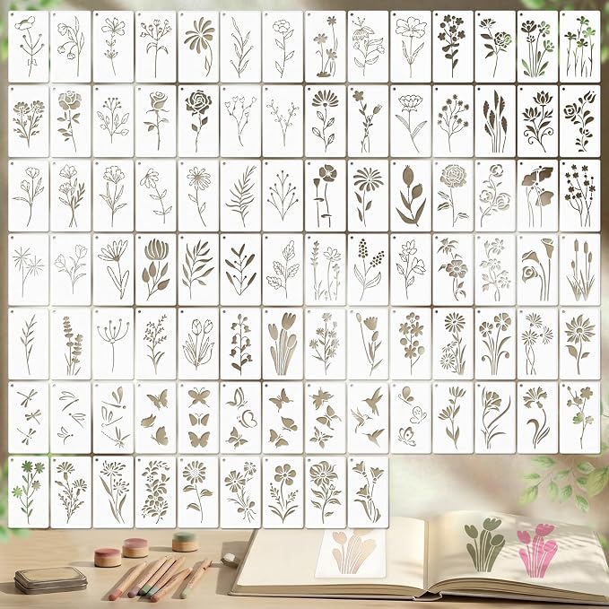 Marspark 66 Pcs Small Stencils for Crafts Reusable 3 Inch Stencils for Painting by Marspark