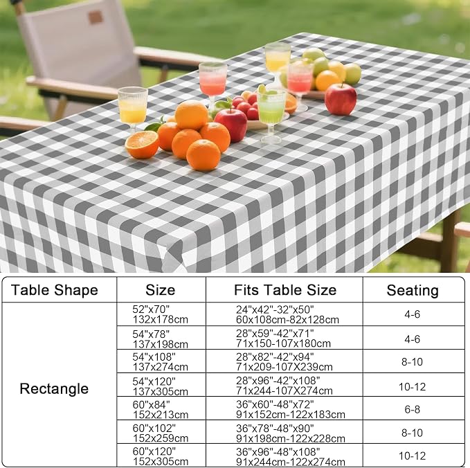 Smiry Rectangle Table Cloth, Waterproof Vinyl Tablecloths - Image 7