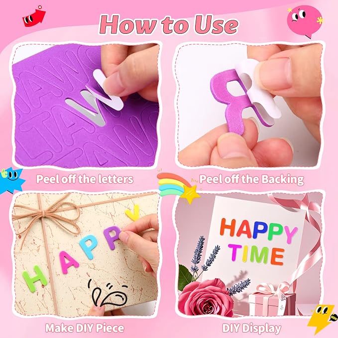 1440 Pcs Foam Letter Stickers, 10 Colors 1 Inch 3D Self-Adhesive EVA ABC - Image 5