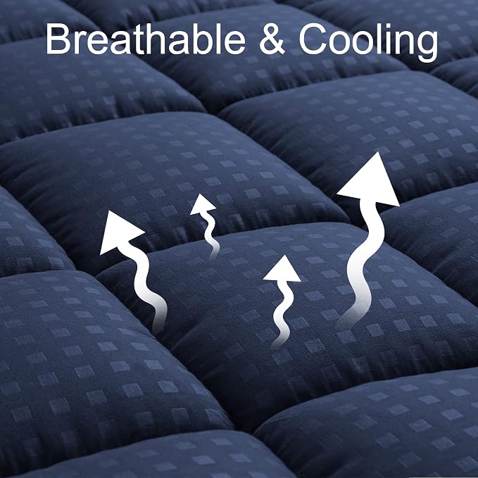HYLEORY Twin Mattress Pad Quilted Fitted Mattress Protector Cooling Pillow Top - Image 2