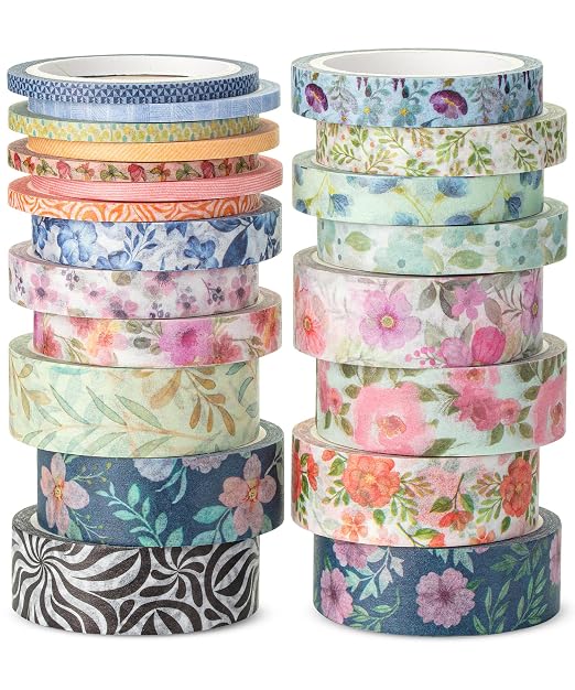 Mr. Pen- Washi Tape Set, 21 Rolls, Floral Vintage | 5 Yards/Roll, Washi Tape by MrPen