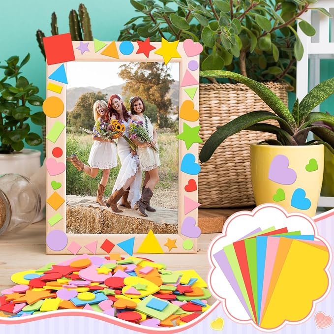810Pcs Foam Stickers Foam Shape Stickers Colorful Self Adhesive, 8 Colors Heart - Image 4