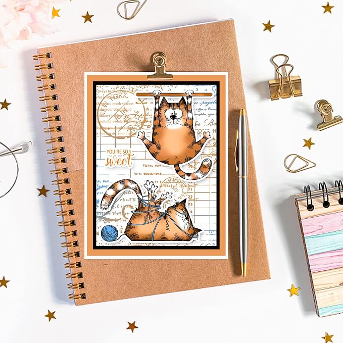 GLOBLELAND 8.3x5.8in Cartoon Cat Clear Stamps Lovely Cat Silicone Stamp Wish - Image 3