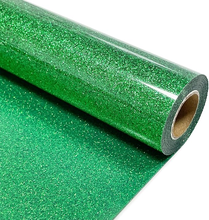 Green Glitter Heat Transfer Vinyl 12" x 8 ft HTV by MerryMade