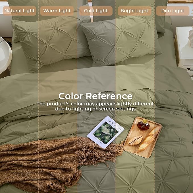 Sasttie Full Size Comforter Set, 7-Piece Bed in a Bag, Pintuck Bedding Sets - Image 8