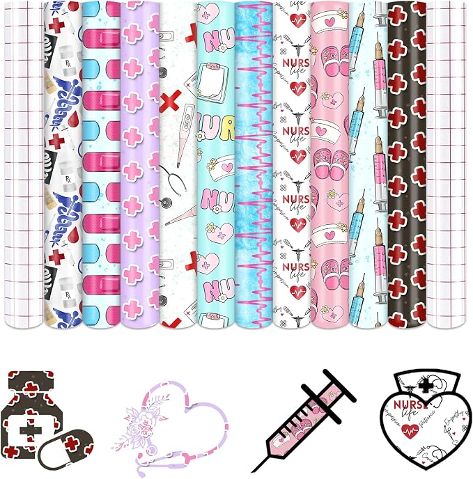 Retro Nurse Permanent Adhesive Vinyl 10 Sheets 12'' x 10'' | Nurse's Day by CraftingEveryday