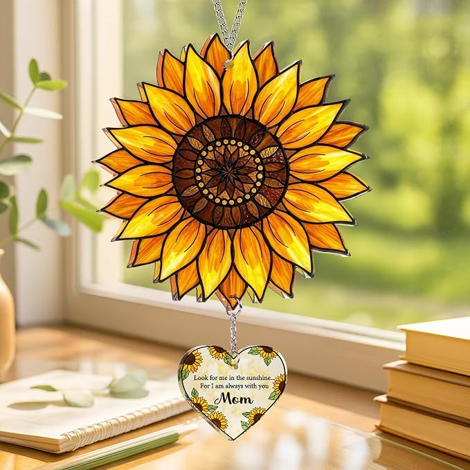 Sunflower Mom Memorial Acrylic Suncatcher Ornament, Loss of Mom Memorial Gifts - Image 7