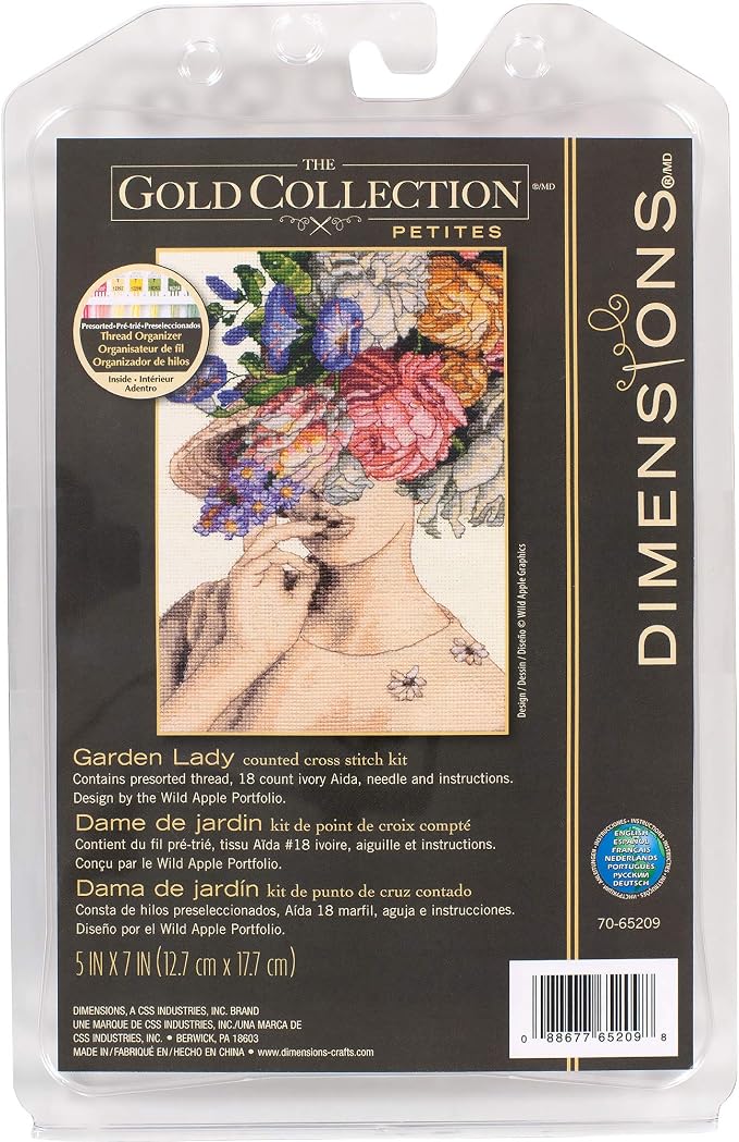 Dimensions 70-65209 Garden Lady Counted Cross Stitch Kit, 18 Ivory Aida by DIMENSIONS