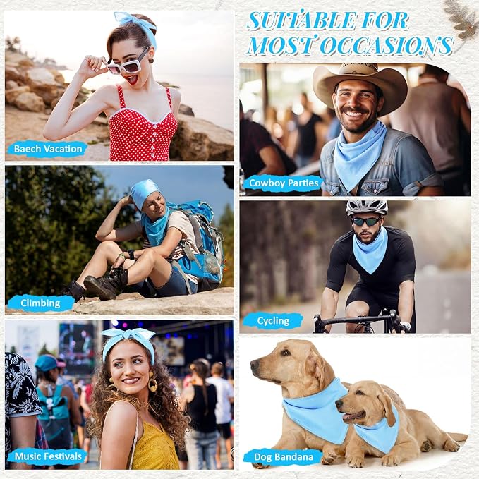 Suhine 100% Cotton Solid Bandanas Blank Bandanas Multifunctional Headband Scarf - Image 6