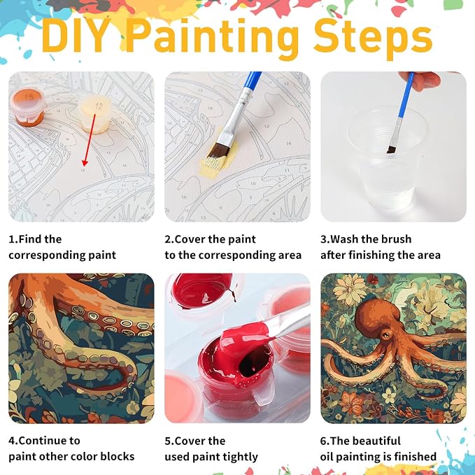 Octopus Paint by Numbers for Adult, Octopus Paint by Numbers Kit for Adults - Image 9