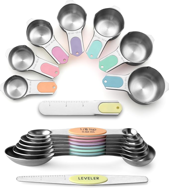 Spring Chef Magnetic Measuring Cups & Spoons Set of 15, Pastel | Stackable by SpringChef