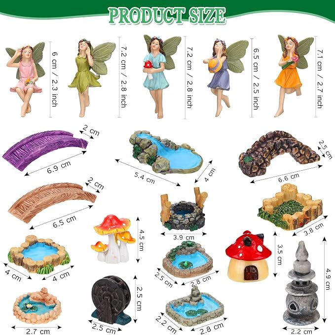 Unittype 19 Pcs Fairy Garden Accessories Outdoor Miniature Flower Fairy - Image 2