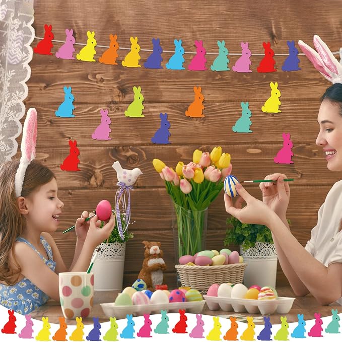 200 Pieces Bunny Paper Cutouts Easter Bulletin Board Decorations Colorful Bunny - Image 6