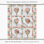 Patchwork Hot Air Balloon Cotton Fabric Panel – 6 Designs + Bonus Sheet - Image 6