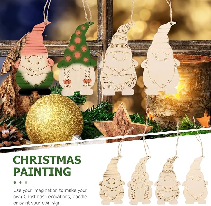 FOMIYES 40Pcs Christmas Wooden Gnome Hanging Decorations - Image 2