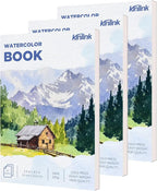 3 Pack Watercolor Paper Pad, 5.5x8.5 140lb/300g Water Color Paper, 20 Sheets by KINLINK