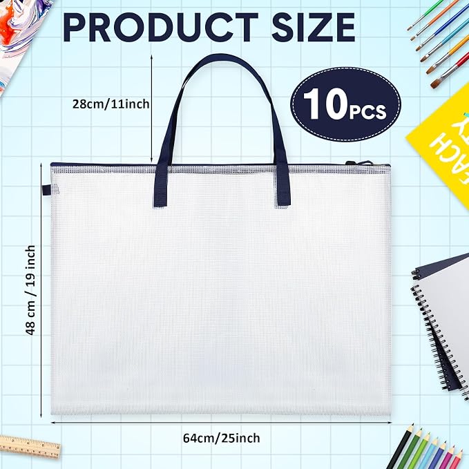10 Pcs Art Portfolio Bags, 19 x 25 Inch Clear Poster Storage Bags - Image 2