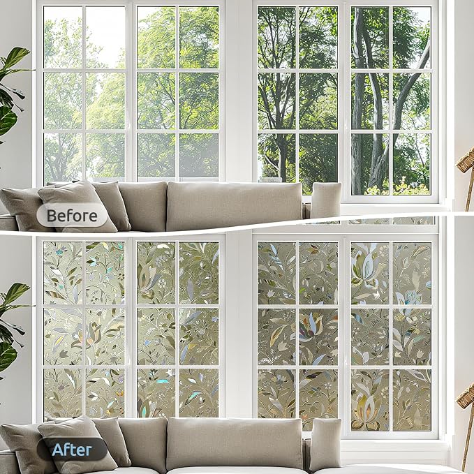 rabbitgoo Window Privacy Film, Stained Glass Cling, Sun Blocking Heat Control - Image 9