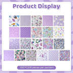 168 Pcs Purple Charm Packs for Quiltings, Cotton Quilting Fabric Bundles - Image 5