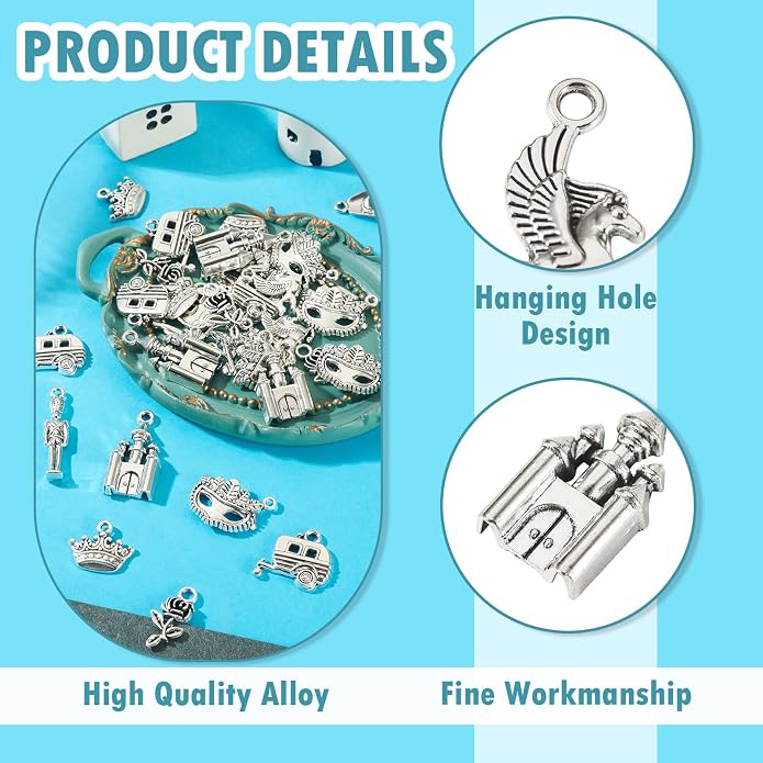 Craftdady Tibetan Style Antique Silver Alloy Pendants Cute Metal Dangle Charms - Image 4