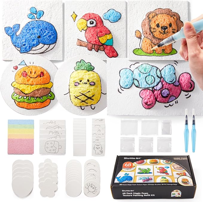 Shuttle Art 68 Pcs Magic Foam Texture Painting Refill Paper Kit by ShuttleArt