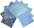 HANPATQUI 50PCS 5 x 5 inch Blue Printed 100% Cotton Fat Quarters Fabric - Image 2