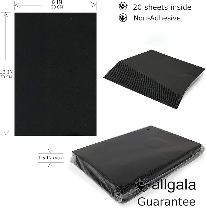 Allgala 20-Value-Pack EVA Foam Paper 8x12 Inch Sheets-Black-CF85310 - Image 2