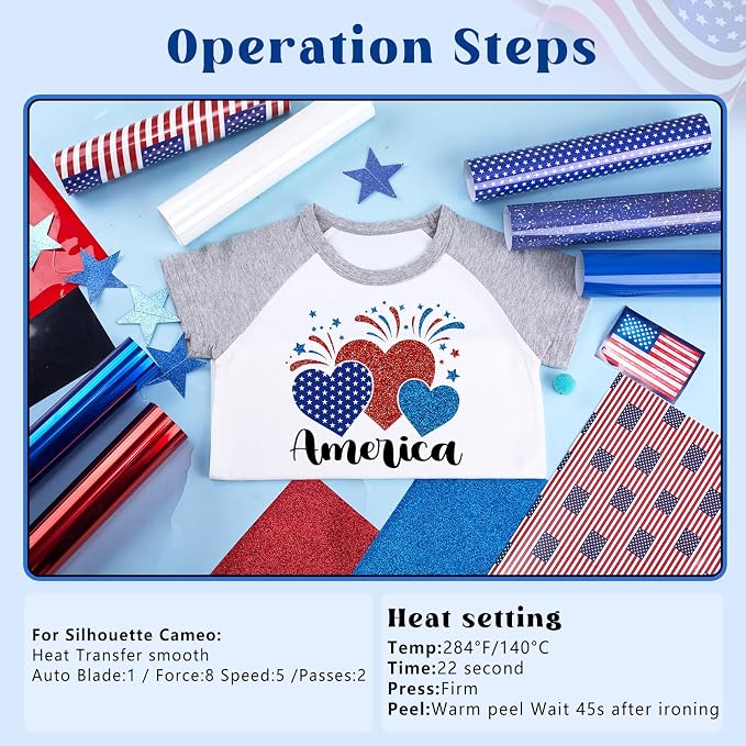 Tintnut Patriotic Flag Glitter Heat Transfer Vinyl, Independence Day theme - Image 7