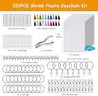 Csyidio 251 PCS Shrink Dink Keychain Kit Includes 20 Sheets Shrink Plastic - Image 2