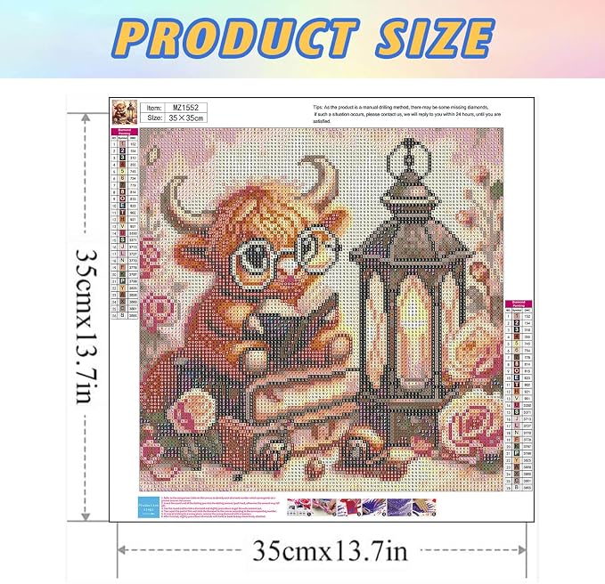 Highland Cow Diamond Art Kits for Adults, 5D Cow Diamond Painting Kits for - Image 4