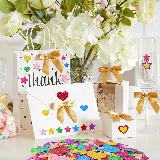 Foam Stickers, 7 Sheets 3D Glitter Foam Heart Stickers - Image 6
