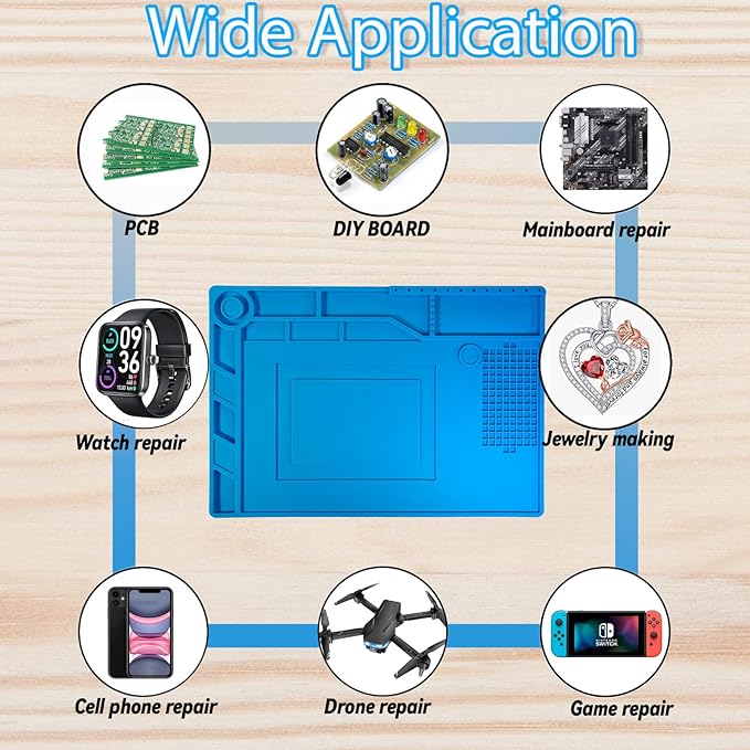 Kaisi Soldering Mat, 15.35" x 10.6" Inch Heat Resistant Silicone Work Mat - Image 6