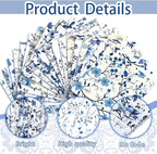 HunnmingRe 20 Pcs 10''x10'' Blue White Flower Quilting Fabric Square - Image 5