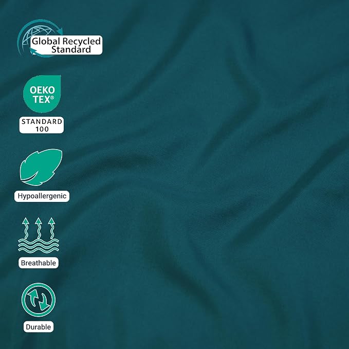 ZPECC Queen Flat Sheet Only 1 Pack, Durable Teal Top Bed Sheets Hypoallergenic - Image 2