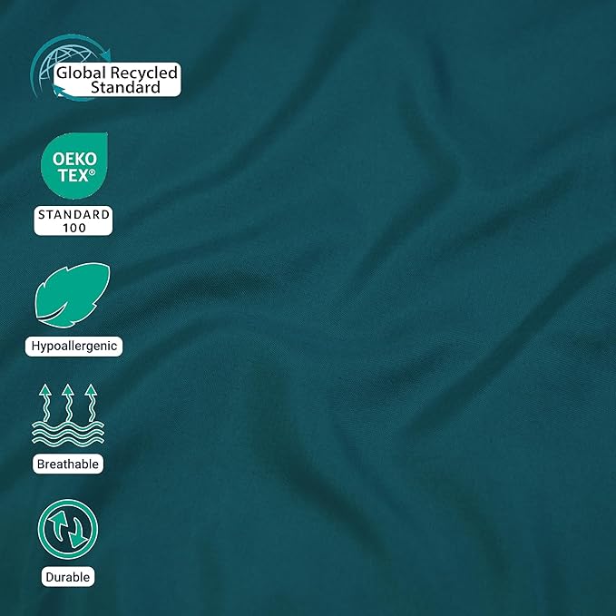ZPECC King Flat Sheet Only 1 Pack, Durable Teal Top Bed Sheets Hypoallergenic - Image 2